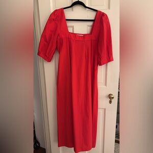 HUNTER BELL Vibrant Red Long Sleeve Dress